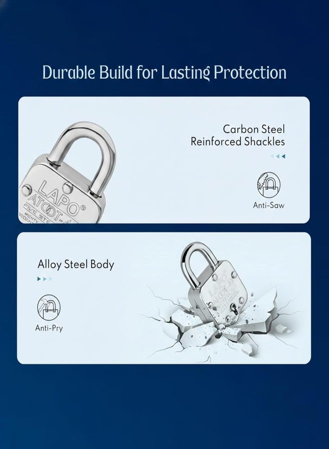 LAPO Heavy-Duty 40mm Steel Body Padlock for Gate, Shutter, Shops & Home, Double Locking System, Hardened Shackle with 5 Brass Levers, 3 Keys with High Security Lock-3 Years Warranty (Pack of 1) - Image 4